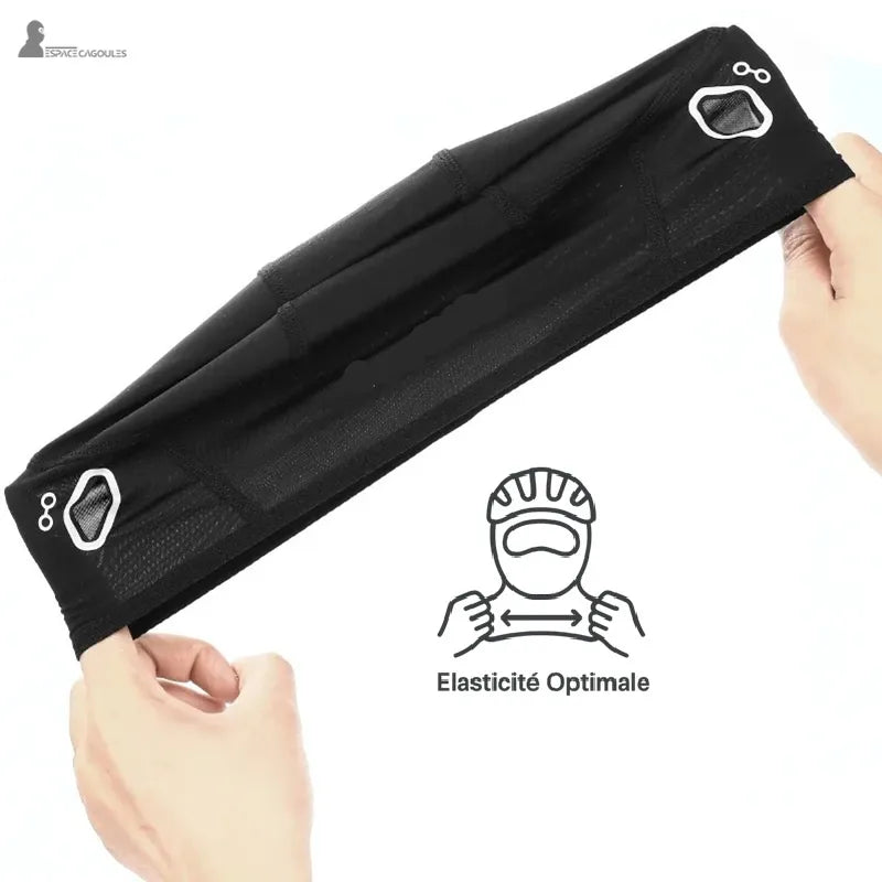 Handgespannter schwarzer Helm-Fischerhut, der hervorragende Elastizität und Helmkompatibilität demonstriert, Espace Cagoules