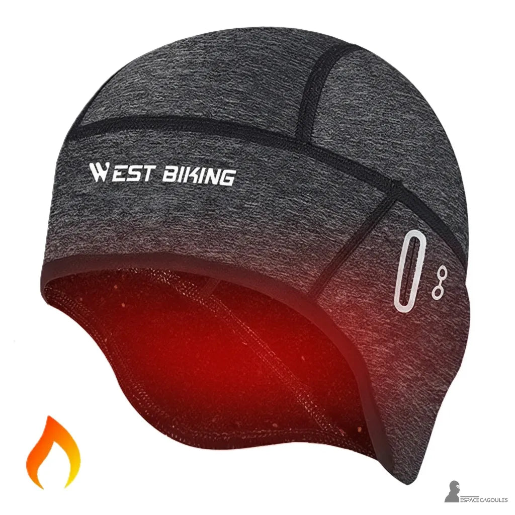 West Biking grauer Helm-Fischerhut mit rotem Heizeffekt, der innere Wärme symbolisiert, Espace Cagoules