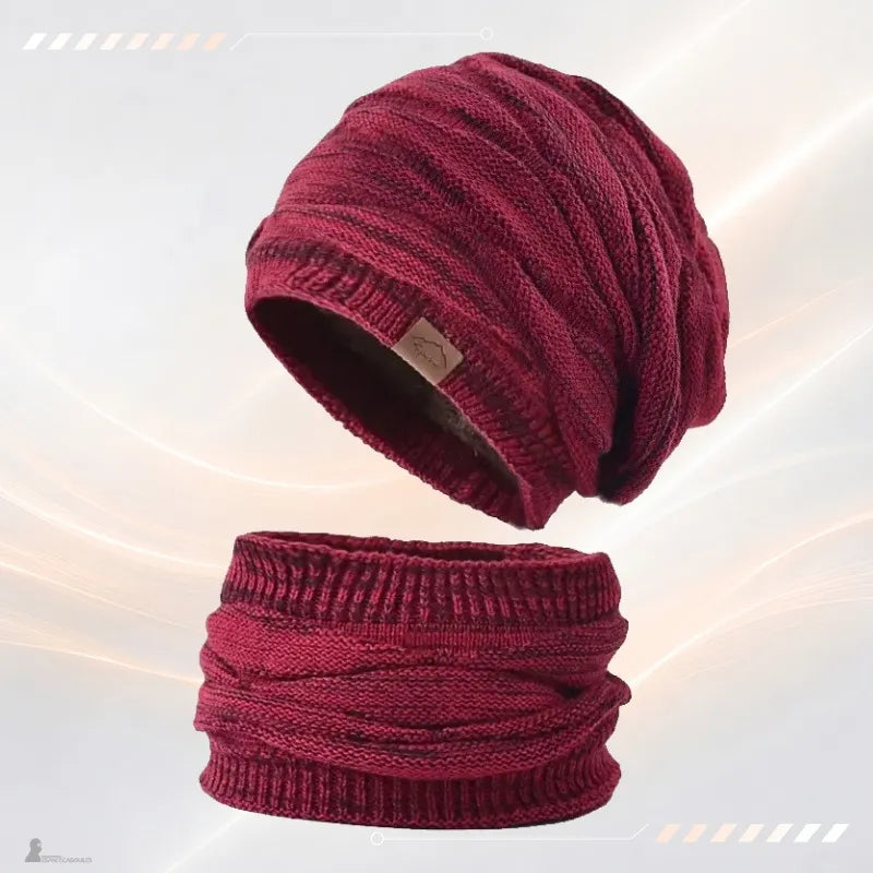 Bonnet cagoule 2 en 1 Duo bordeaux : bonnet et tour de cou assortis - Espace Cagoules