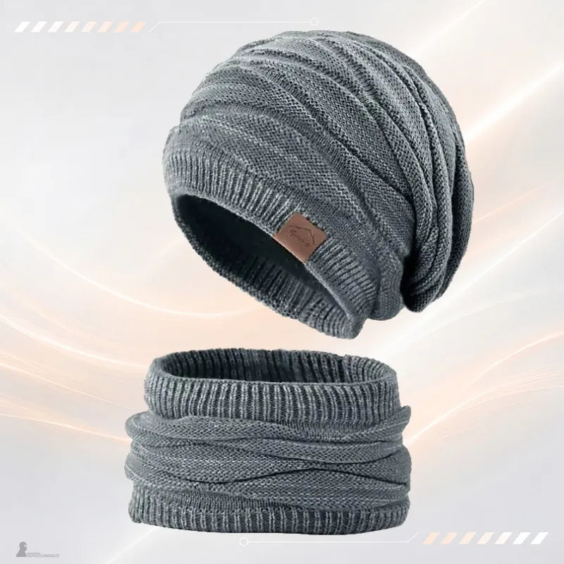 Bonnet cagoule 2 en 1 Duo gris : bonnet et tour de cou assortis - Espace Cagoules