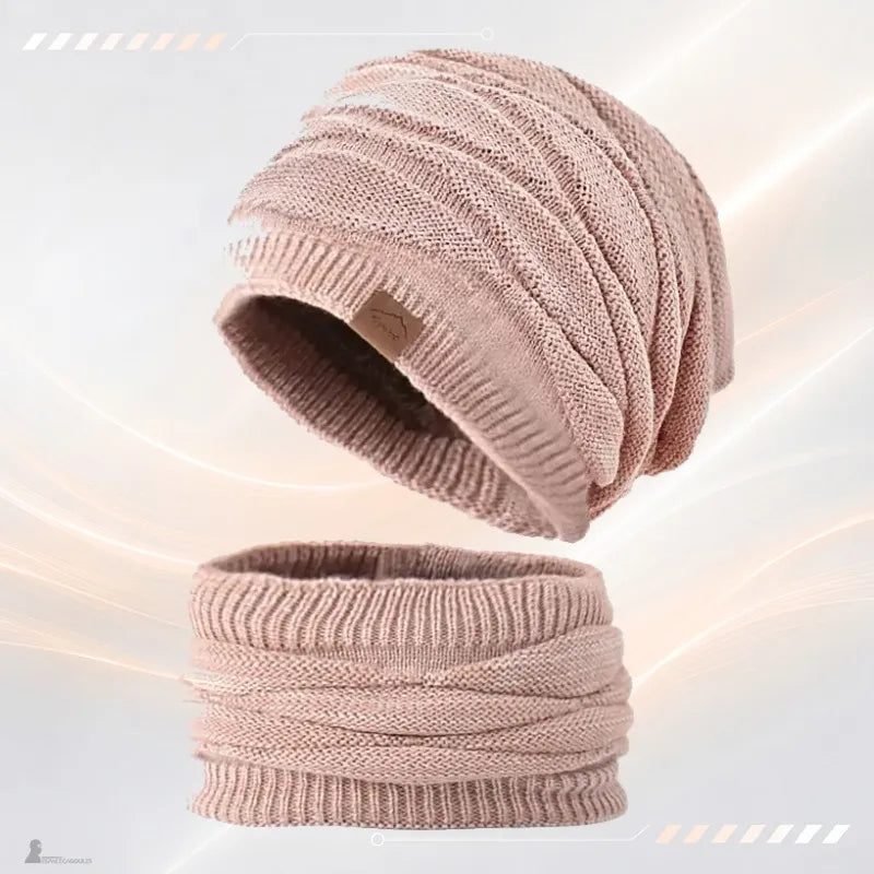 Bonnet cagoule 2 en 1 Duo rose : bonnet et tour de cou assortis - Espace Cagoules
