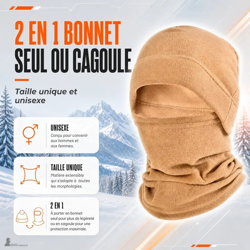 Beżowa czapka kominiarka 2 w 1 do noszenia jako czapka lub kominiarka, rozmiar uniwersalny unisex - Espace Cagoules