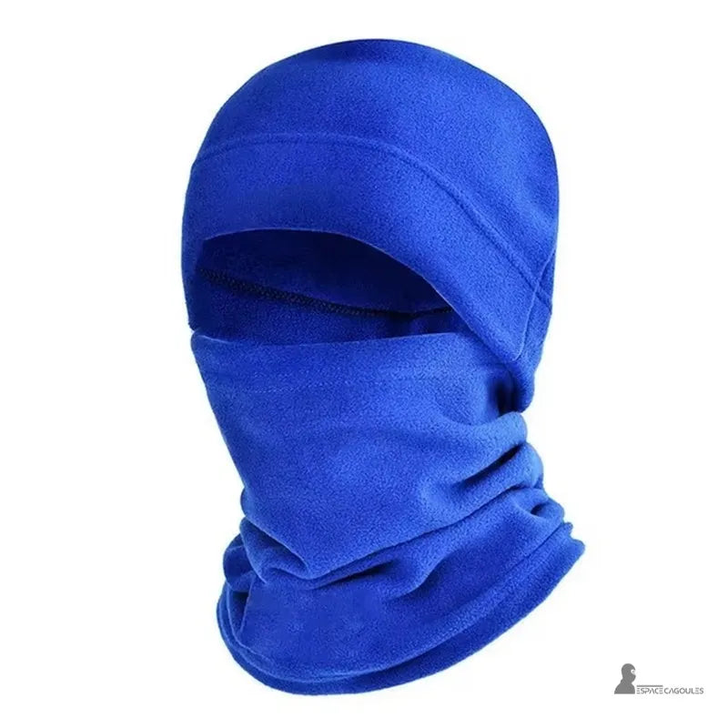 Blaue Sturmhaube Mütze aus weichem Fleece, die Kopf und Hals bedeckt, Schutz vor Kälte bei Winteraktivitäten