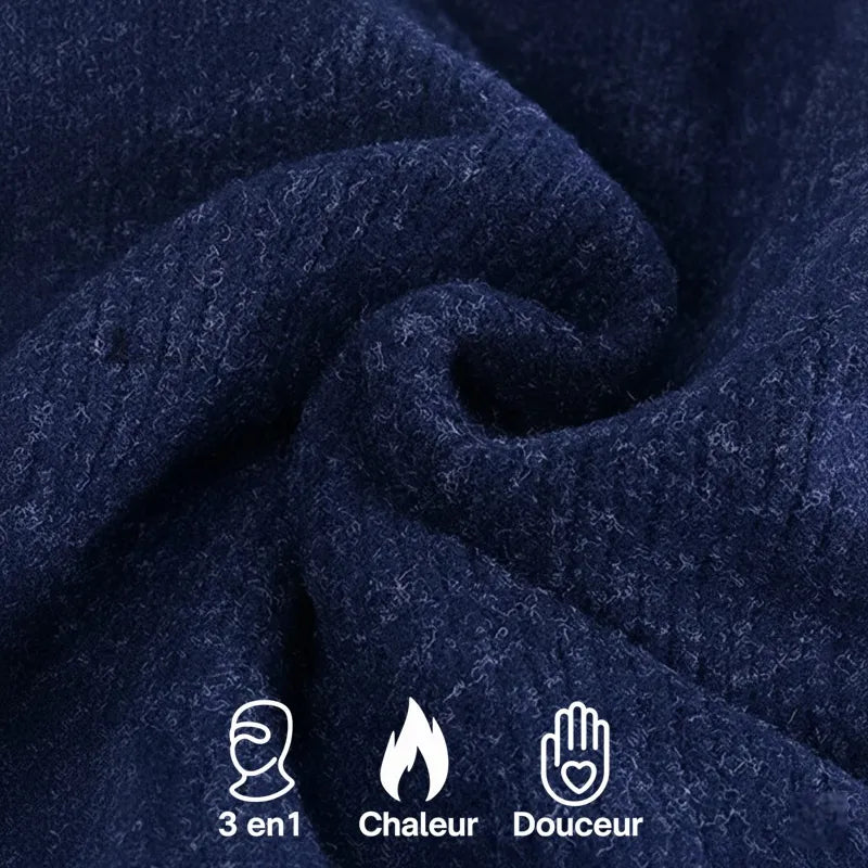 Bonnet cagoule enfant tissu polaire bleu marine texture douce et chaude pour un confort thermique optimal - Espace Cagoules