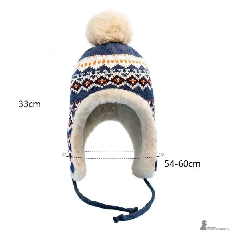 Blauer Chapka-Hut mit einer Höhe von 33 cm und einem Kopfumfang von 54 bis 60 cm, Bommel und Fellfutter