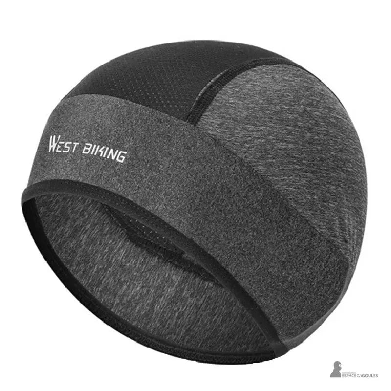 Bonnet sous Casque moto été gris et noir respirant avec panneaux aérés et design ergonomique