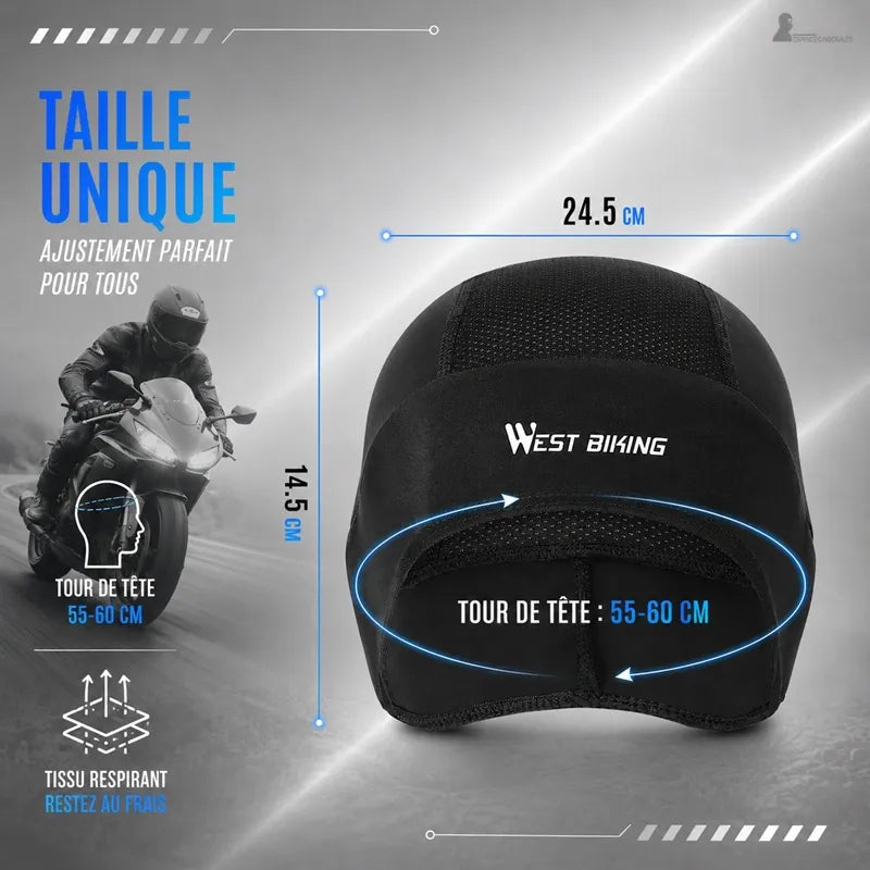 Wymiary czapki pod kask motocyklowy na lato w rozmiarze uniwersalnym dla obwodu głowy 55-60 cm - Przestrzeń na kominiarki