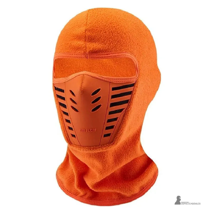 cagoule anti buée – Cagoule orange en polaire avec masque ventilé conçue pour le sport en conditions froides – Espace Cagoules