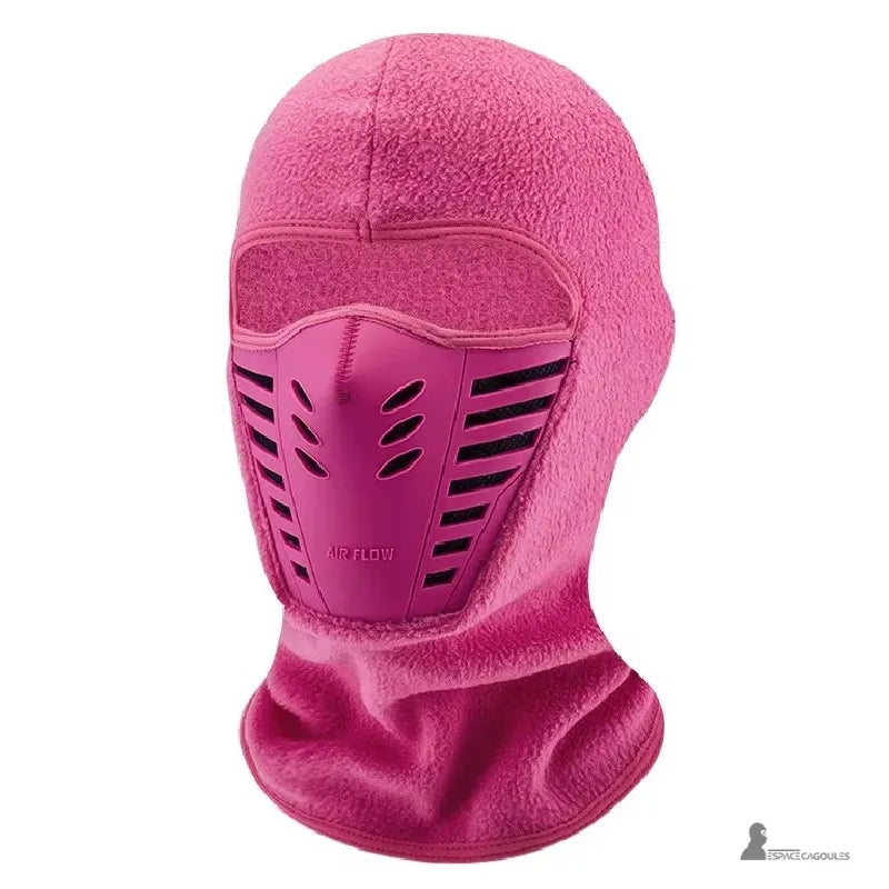 cagoule anti buée – Cagoule rose en polaire avec masque respirant anti condensation, conçue pour protéger du froid lors des activités hivernales – Espace Cagoules
