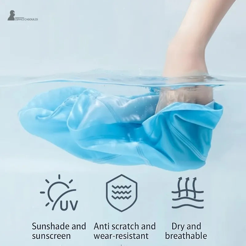 Cagoule anti UV UPF 50 + plongée dans l’eau illustrant la résistance aux rayures, la respirabilité et la protection solaire – Espace Cagoules