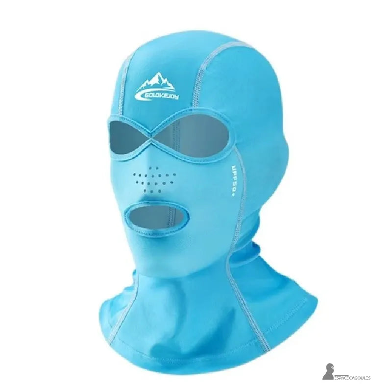 Cagoule anti UV UPF 50 + bleue avec coutures renforcées et ouvertures pour les yeux et la bouche, idéale contre le soleil et le vent – Espace Cagoules