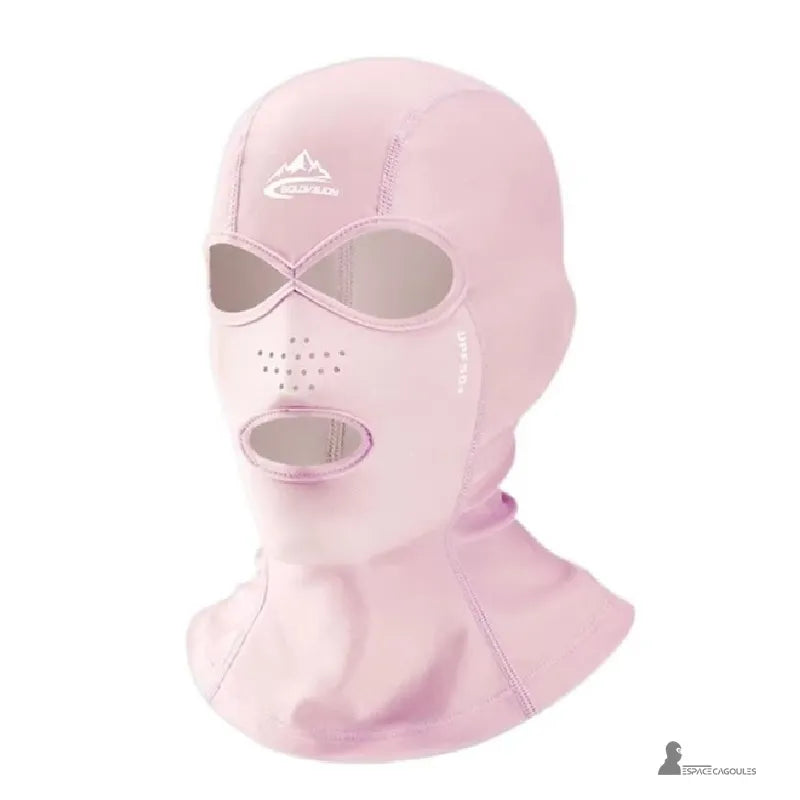 Cagoule anti UV UPF 50 + rose pastel offrant confort, légèreté et protection solaire intégrale du visage – Espace Cagoules