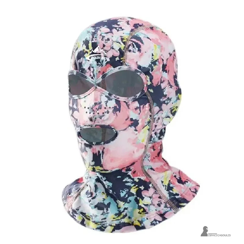 UPF 50+ anti UV-balaclava med flerfärgat blommönster, perfekt för solskydd på sommaren – Espace Cagoules