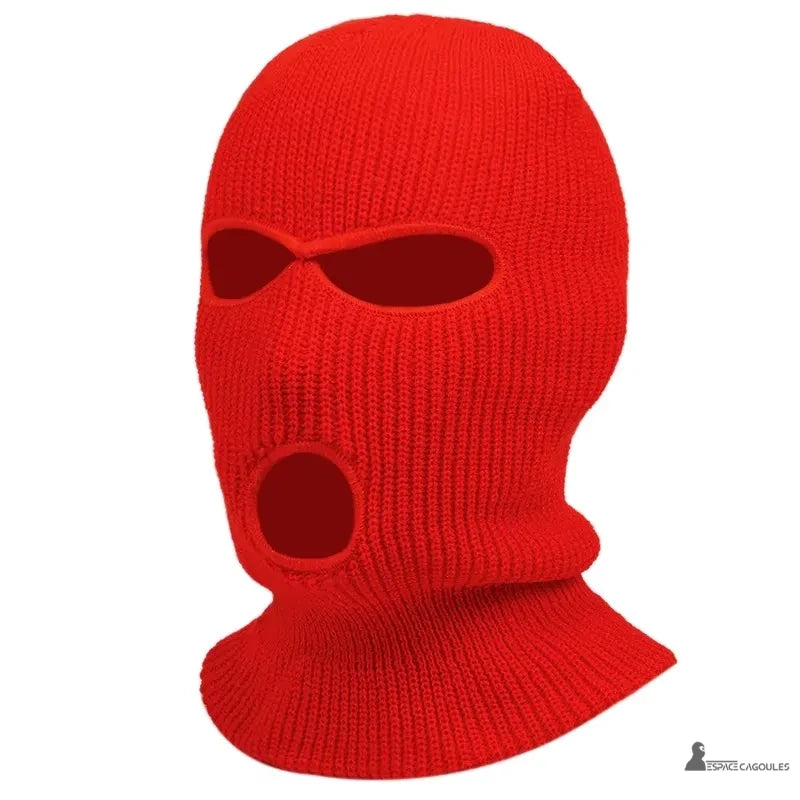 Bright red open mouth balaclava knitted, product photography on white background, ideal for protecting the face from the cold