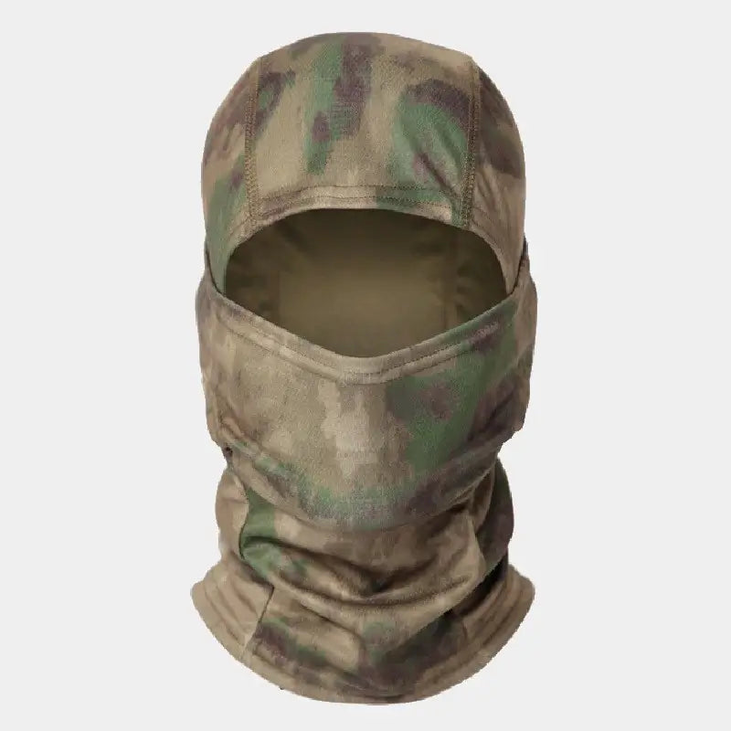 Jungle green military camouflage balaclava, designed for optimal protection in the forest.