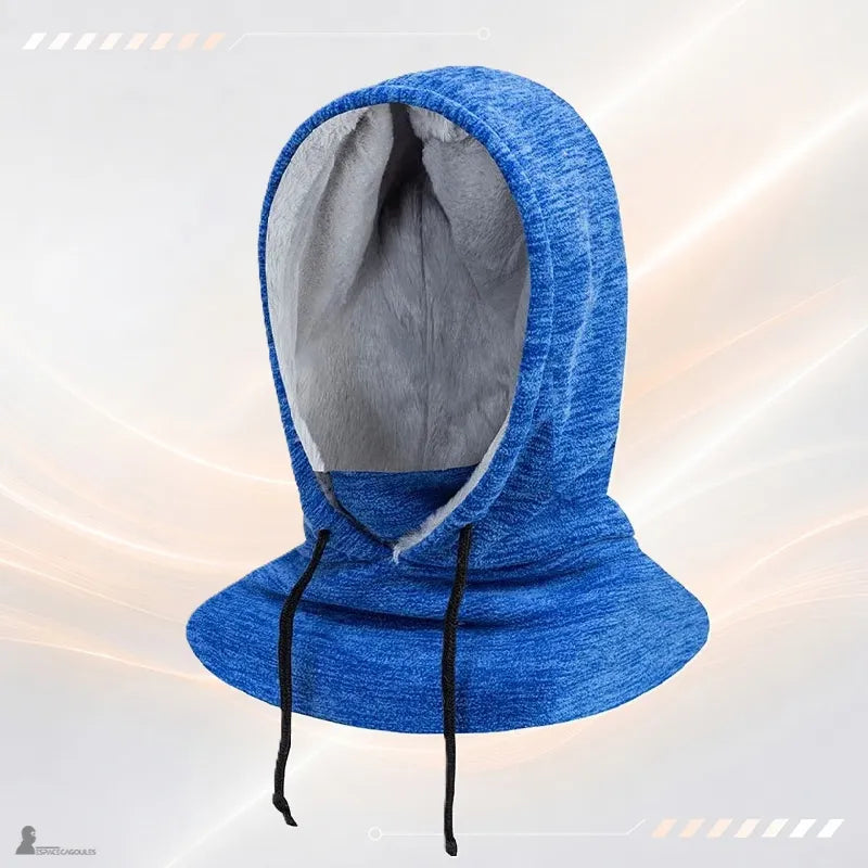 Kominiarka z polarową kapturem CozyHood w kolorze niebieskim, podszewka z miękkiego futra, z regulowanym sznurkiem - Espace Cagoules