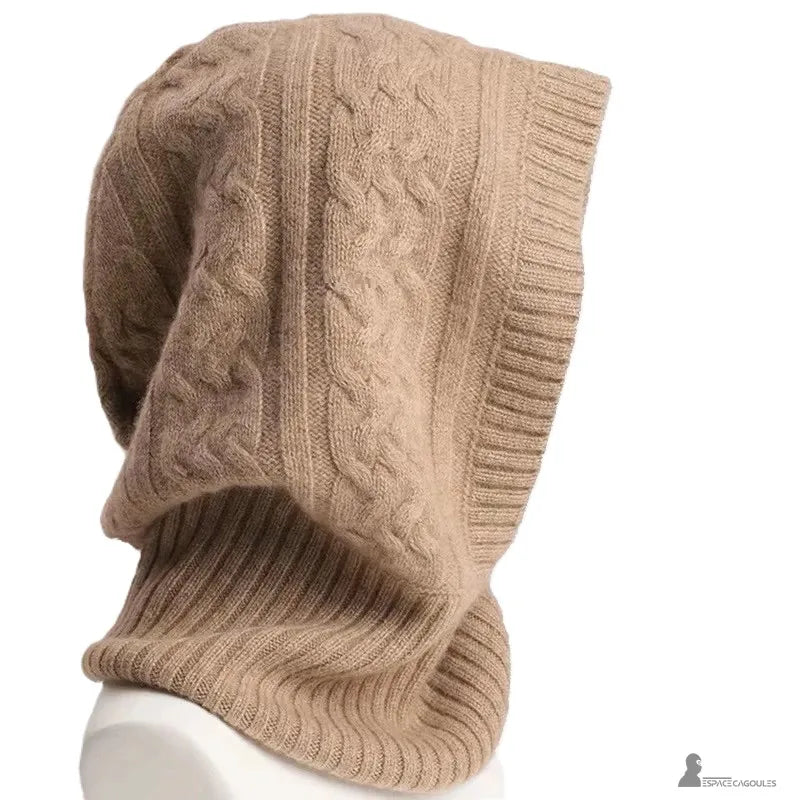 Balaclava Huva Ull profil visa modell bÀr beige stickad balaclava kabel ull