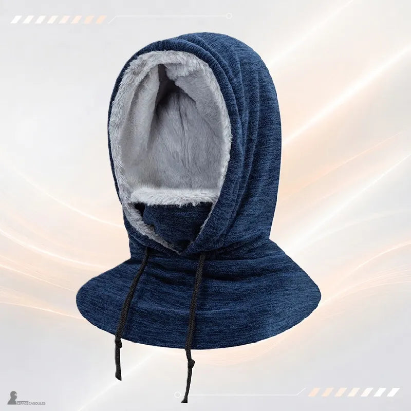 Kominiarka z polarową kapturem CozyHood w kolorze granatowym, podszewka z futra, z otulającym kołnierzem - Espace Cagoules