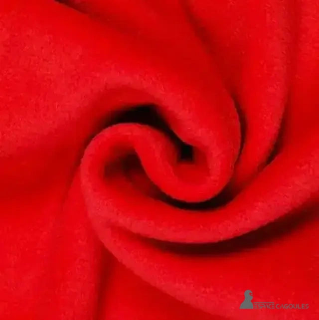 Balaclava Red hood soft fleece texture seen up close, warm and comfortable fabric suitable for winter