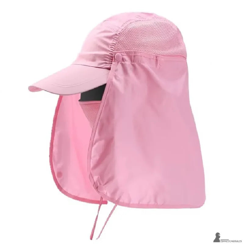 Cagoule casquette modulable rose protection faciale et rabats latéraux vue produit isolé - Espace Cagoules