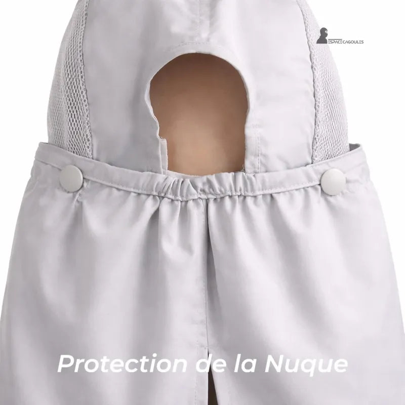 Cagoule casquette modulable grise avec ouverture arrière et boutons pression vue protection nuque - Espace Cagoules