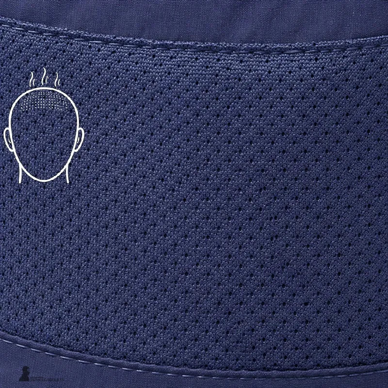 Hood sun protection hat detail of breathable mesh fabric on head, micro-perforated close-up, macro view - Hood Space