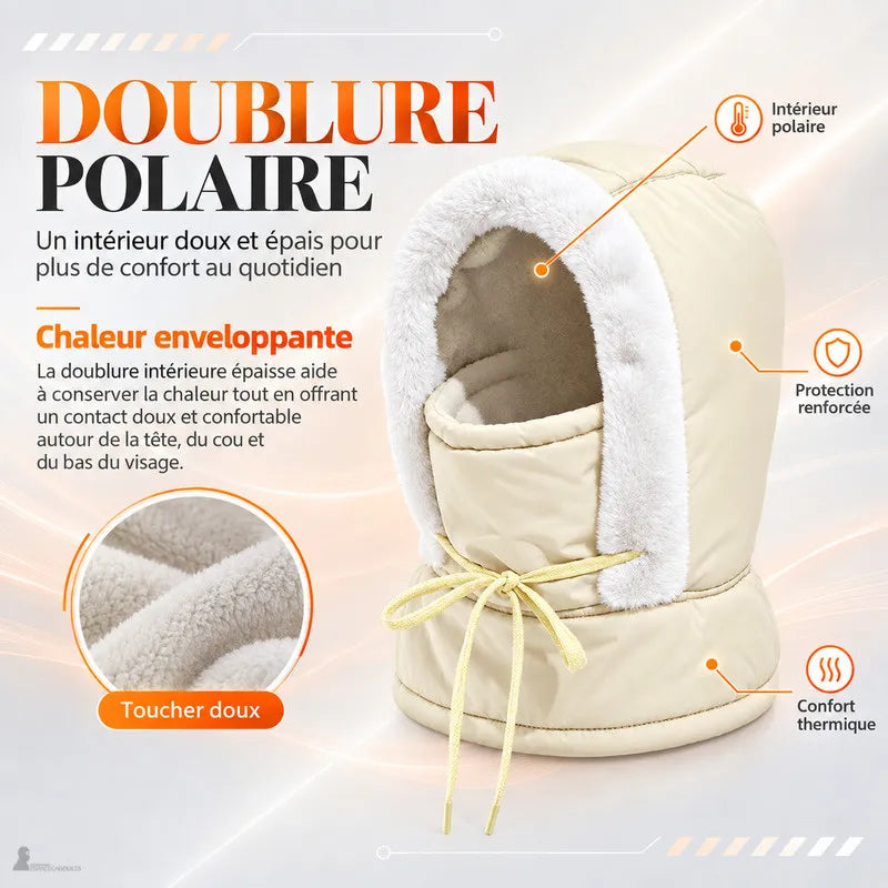 Cagoule chaude Skaïa avec doublure polaire épaisse et bordure douce autour du visage - Espace Cagoules