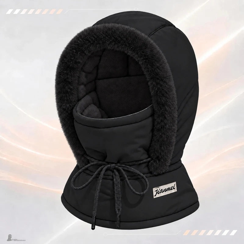 Cagoule chaude Skaïa noire avec bordure polaire, masque intégré et tour de cou - Espace Cagoules