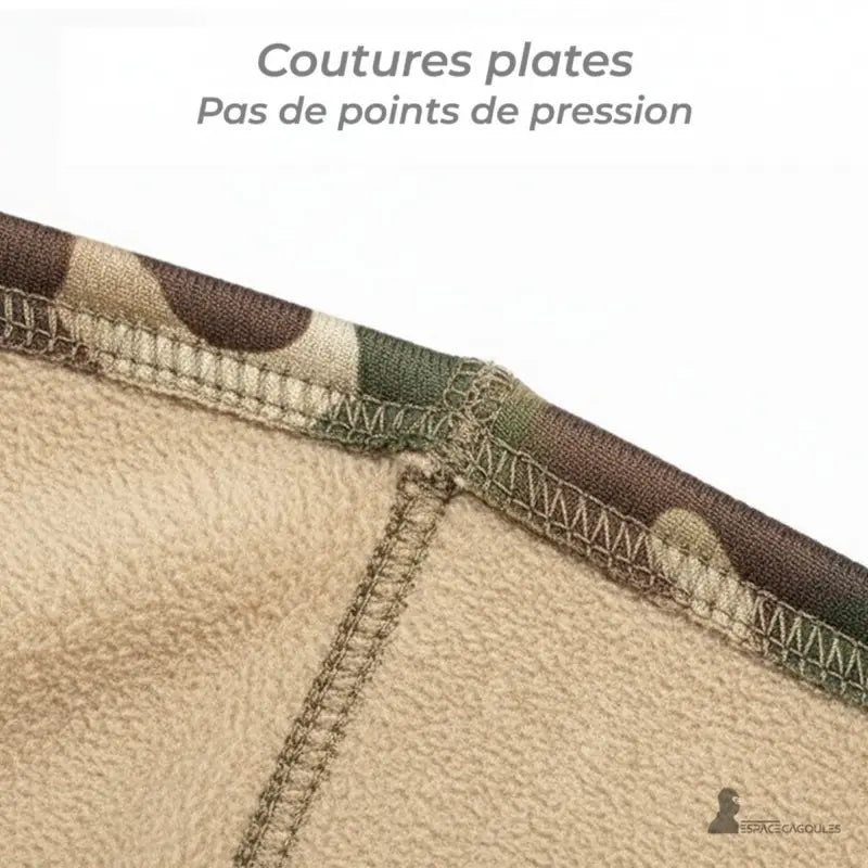 Cagoule de chasse polaire coutures plates sans points de pression pour un confort prolongé