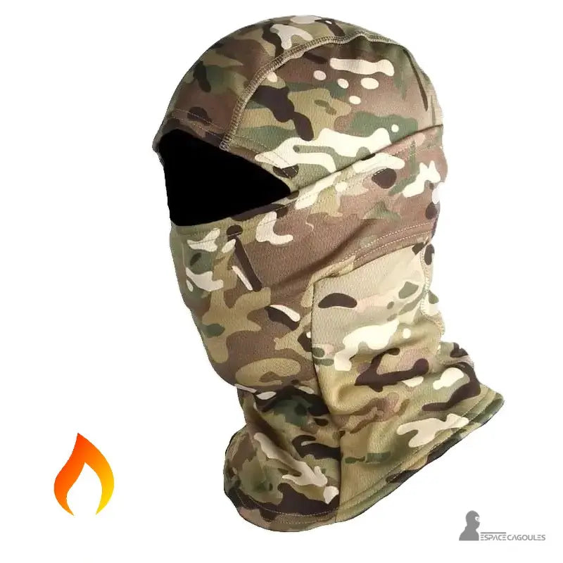 Cagoule de chasse polaire camouflage en foret avec protection thermique intégrale pour visage et cou