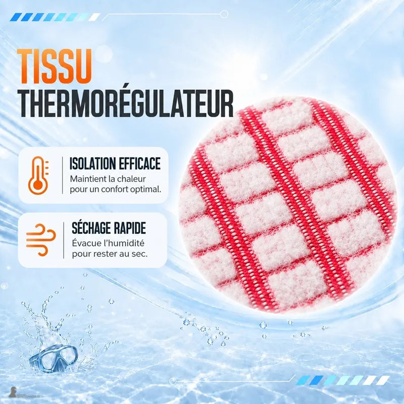 Doublure interne thermique quadrillée de la cagoule de plongée AquaHood retenant la chaleur - Espace Cagoules