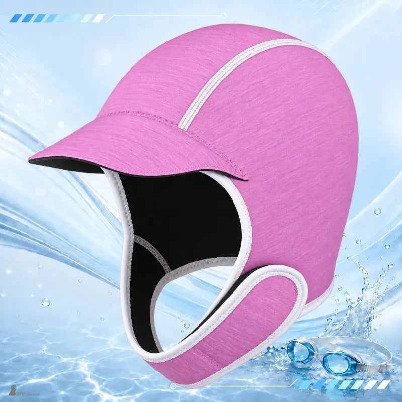 Cagoule de surf néoprène CapSurf coloris rose à liseré blanc et visière - Espace Cagoules