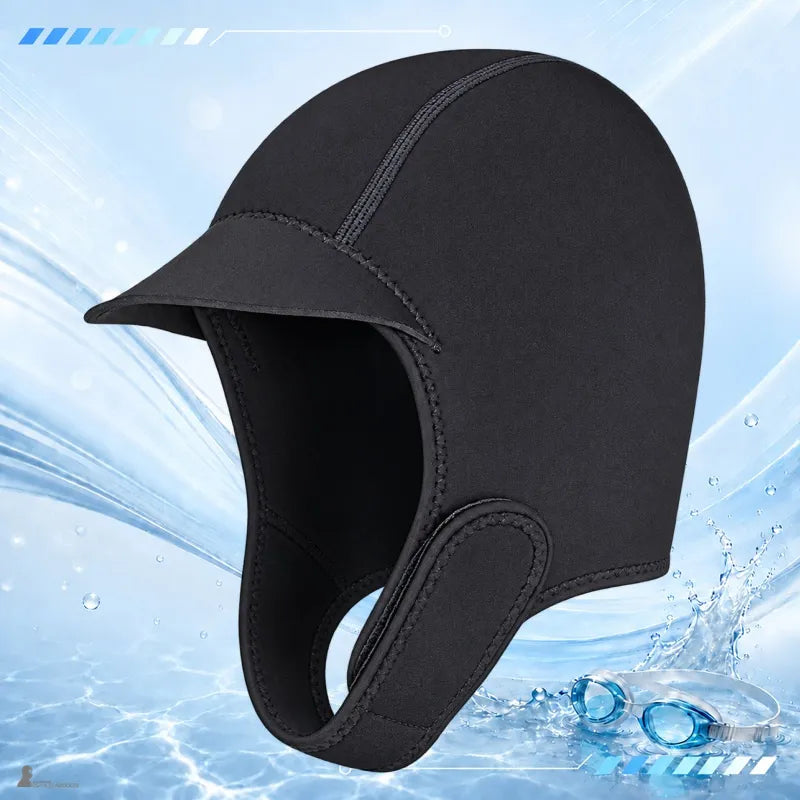Cagoule de surf néoprène CapSurf coloris noir anthracite vue de profil - Espace Cagoules