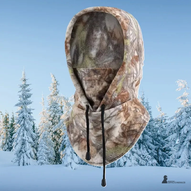 Polarhead polarhead camouflage winter snowy forest fleece balaclava with black drawstrings