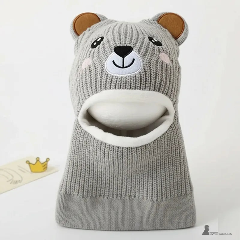 Passamontagna per bambini di 5 anni, passamontagna grigio a maglia esposta su manichino con texture a coste e apertura unica, pratica per l'inverno – Espace Cagoules
