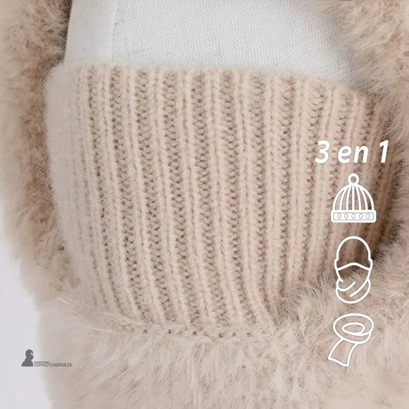 Focus on the 3-in-1 toddler girl balaclava with knitted face, integrated hat, mask and neck warmer â Espace Cagoules