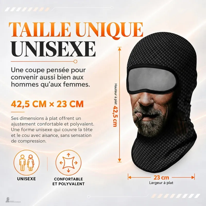 Dimensions de la cagoule fantaisie Havane à plat : 42,5 cm de hauteur et 23 cm de largeur, taille unique unisexe - Espace Cagoules