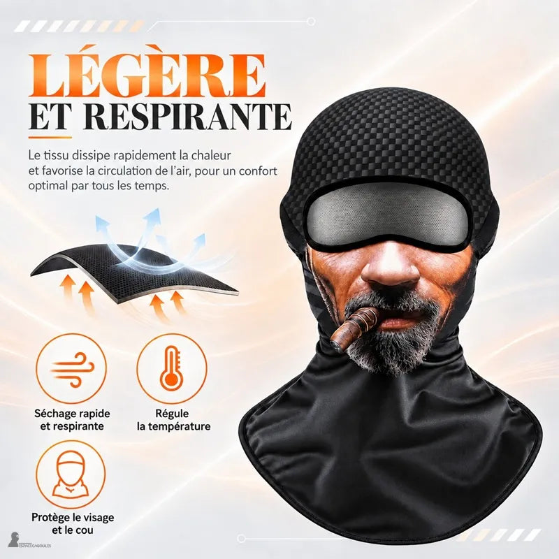 Cagoule fantaisie Comik barbu au cigare avec tour de cou, tissu léger et respirant à séchage rapide - Espace Cagoules