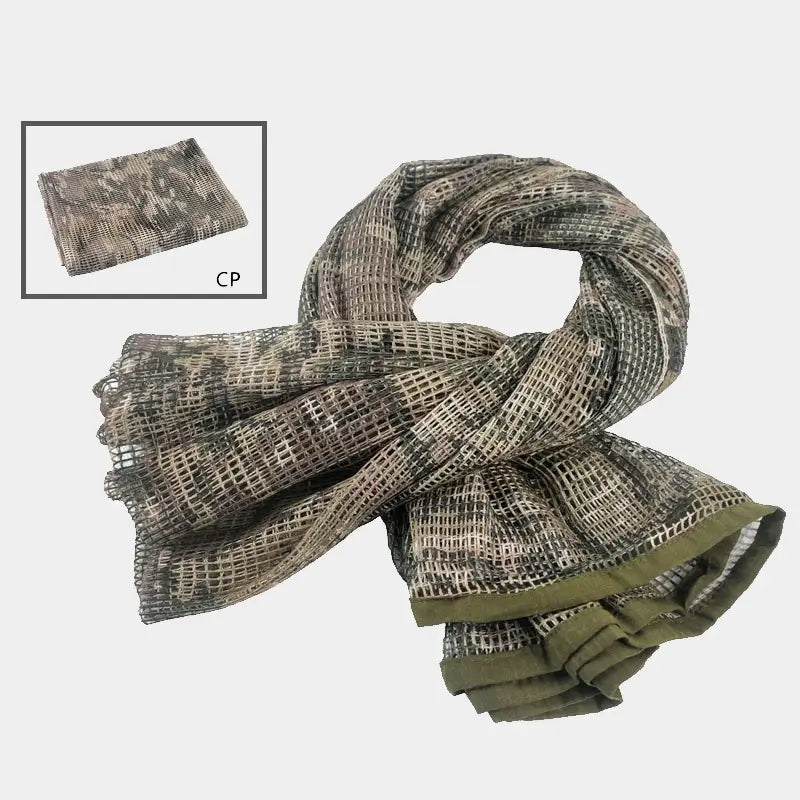 CP camouflage mesh balaclava in shades of green, ideal for effective camouflage in urban or mountainous environments.