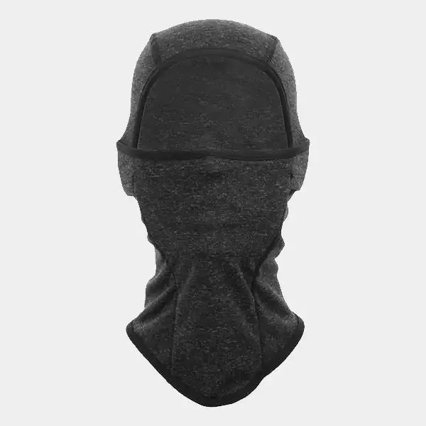 Cagoule fine sous casque enfant gris foncé en tissu ajusté, avec un design ergonomique et protection couvrante pour le visage.