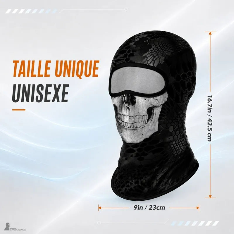 Schemat wymiarów Kominiarka Ghost motocykl, rozmiar uniwersalny unisex, wysokość 42,5 cm i szerokość 23 cm - Przestrzeń Cagoules