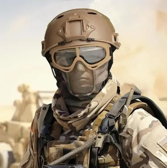 Khaki Airsoft Mesh Huva - FacialShield - www.espacecagoules.com