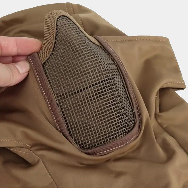 Khaki Airsoft Mesh Huva - FacialShield - www.espacecagoules.com