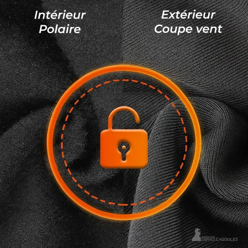 Winter Sturmhaube für Motorrad Innenansicht Fleece & Outdoor Windbreaker Stoff Schwarz