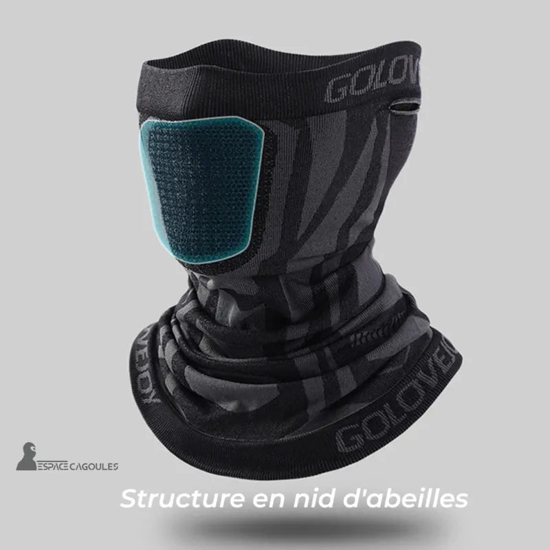 Black motorcycle mask balaclava with honeycomb mesh mouth area for breathability