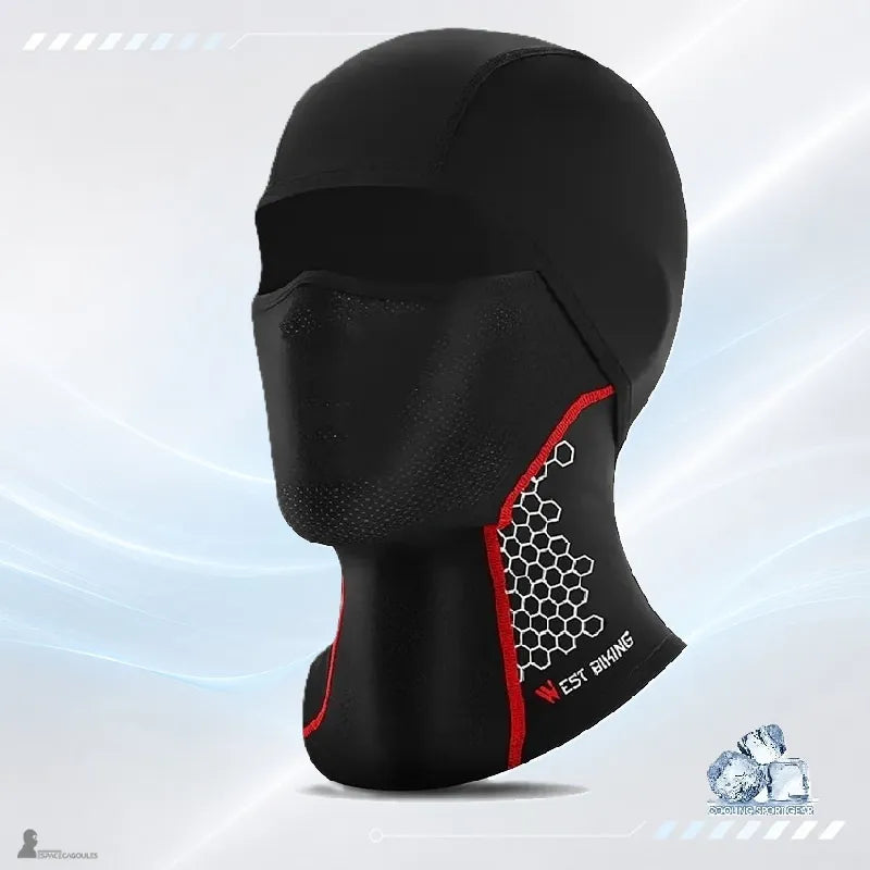 Cagoule moto anti-transpiration noire vue de profil avec empiècement alvéolé sur le côté du cou - Espace Cagoules