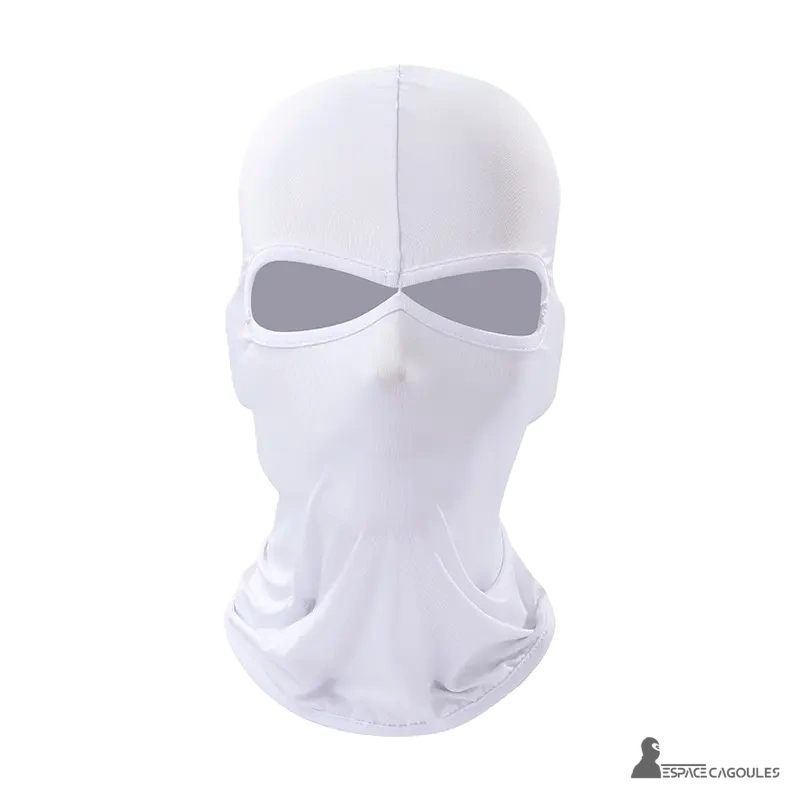 White owl motorcycle balaclava in breathable fabric on white background