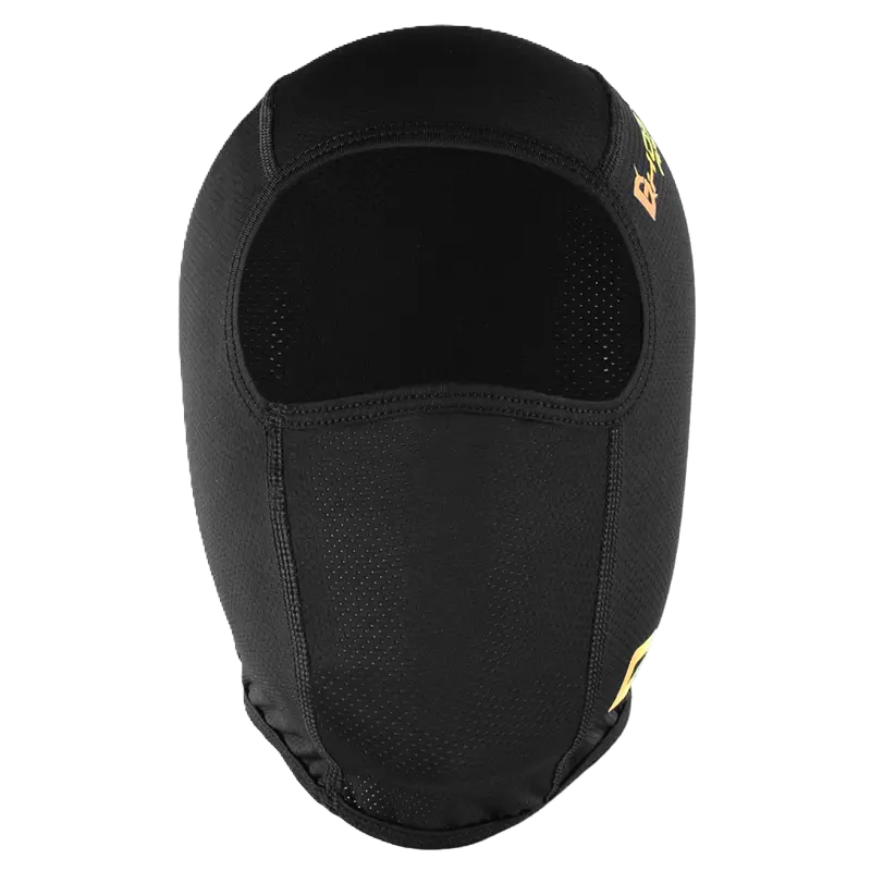 Cagoule Moto en Soie noire avec un large champ de vision et une structure ergonomique. MatiÚre respirante et douce pour éviter la surchauffe sous un casque.