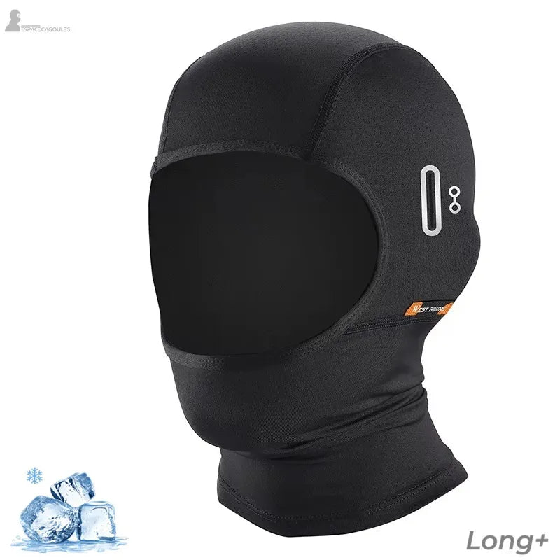 Cagoule moto été femme Libra demi-visage noire version longue avec passage lunettes — Espace Cagoules