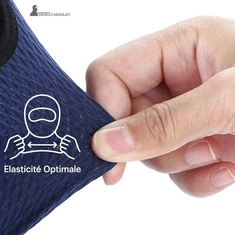 Cagoule moto été femme Solara soie glacée bleue — démonstration élasticité optimale du tissu — Espace Cagoules